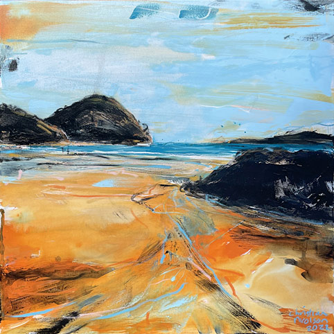 Christian Nicolson nz abstract artist, Matapouri Bay, Acrylic on Canvas